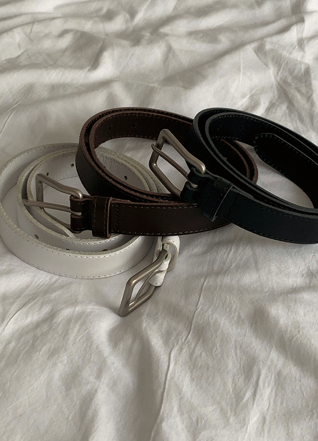 Square leather belt (3color)